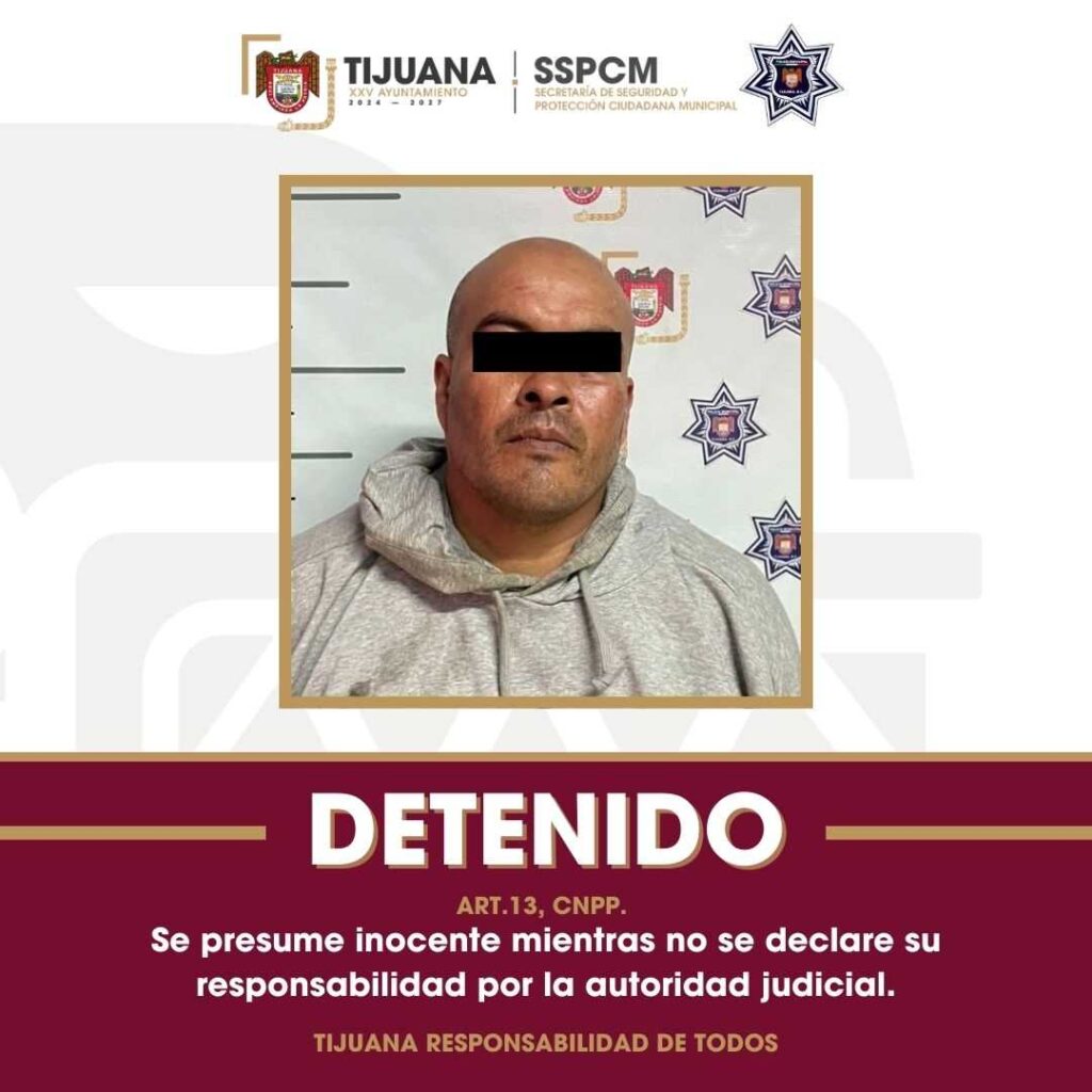 Detiene Policía Municipal de Tijuana a hombre por violencia familiar y portación de arma blanca