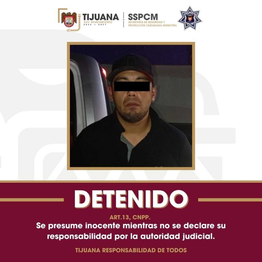 Detiene Policía Municipal de Tijuana a hombre por asalto a comercio en Zona Centro