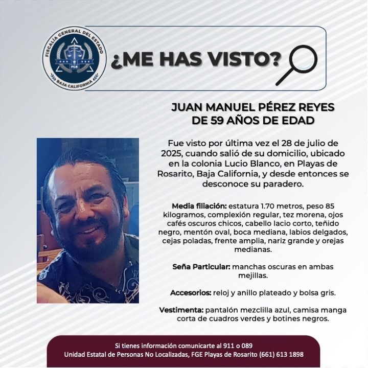 Pesquisa de Juan Manuel Pérez Reyes de 59 años de edad
