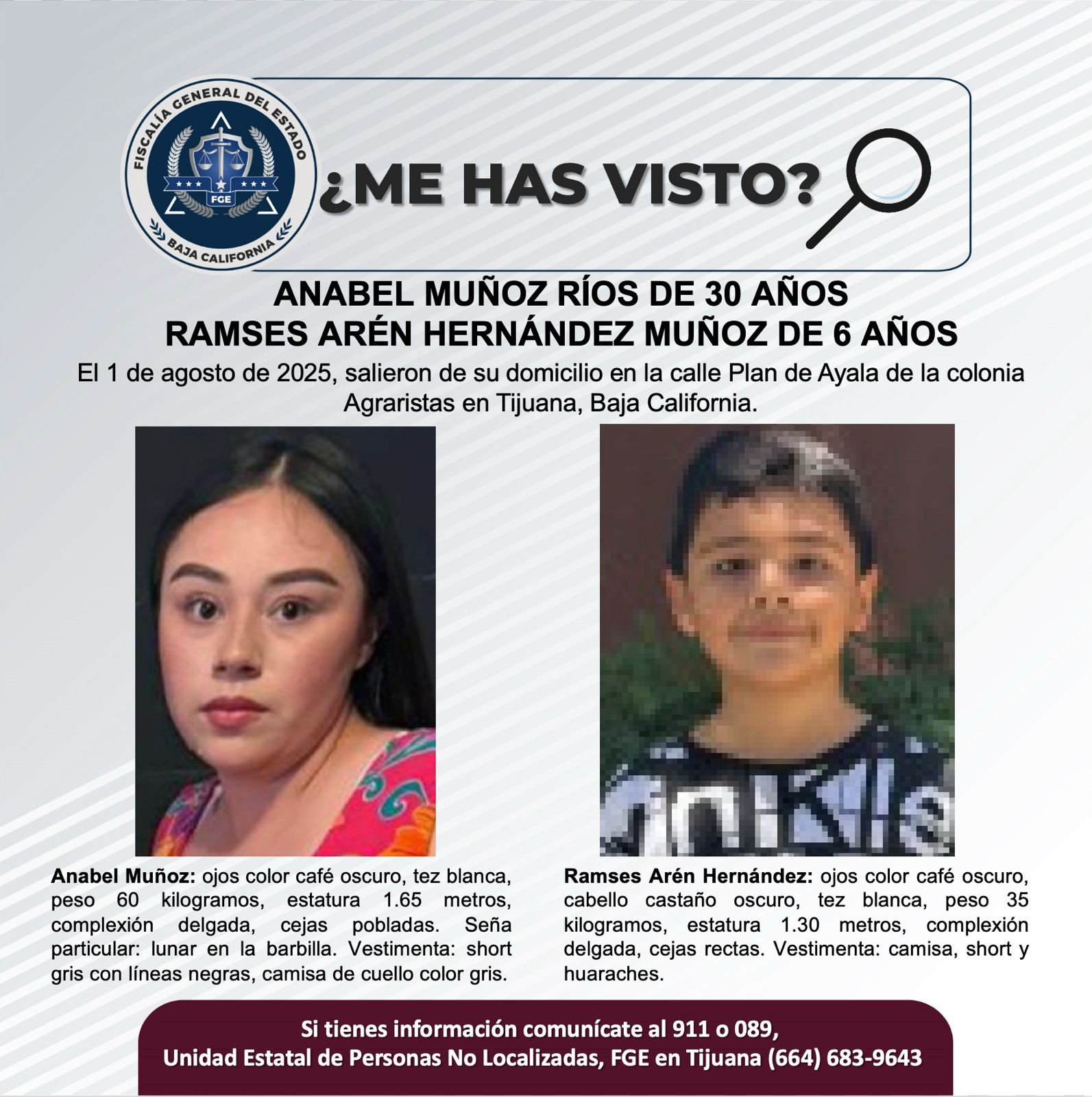 Pesquisa de Anabel Muños Ríos de 30 años y Ramses Arén Hernández Muñoz de 6 años de edad