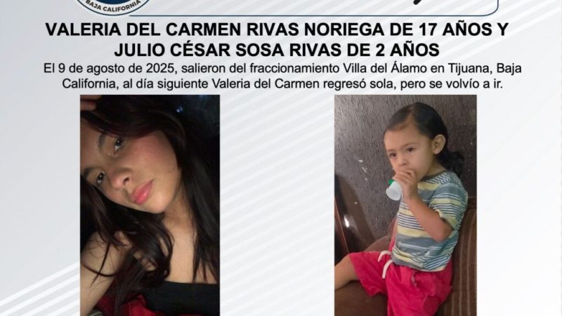 Pesquisa de Valeria del Carmen Rivas Noriega de 17 años y Julio César Sosa Rivas de 2 años de edad