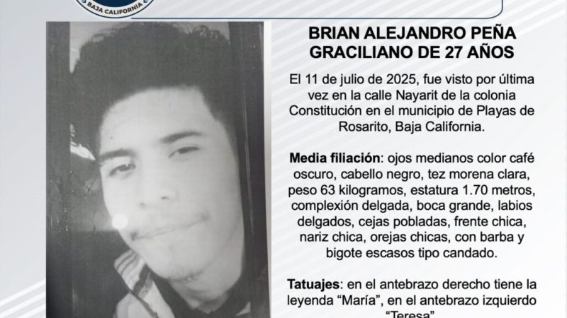 Pesquisa de Brian Alejandro Peña Graciliano de 27 años de edad