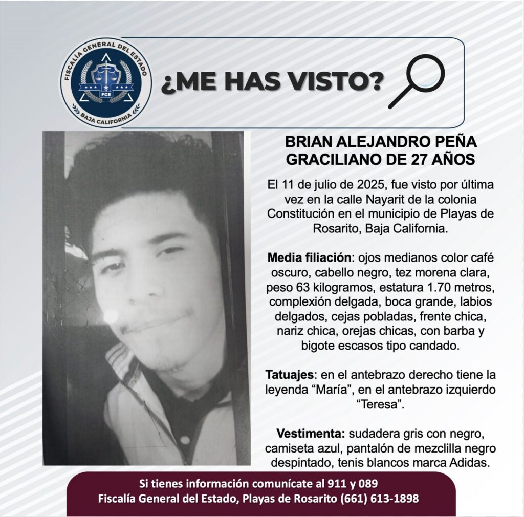Pesquisa de Brian Alejandro Peña Graciliano de 27 años de edad