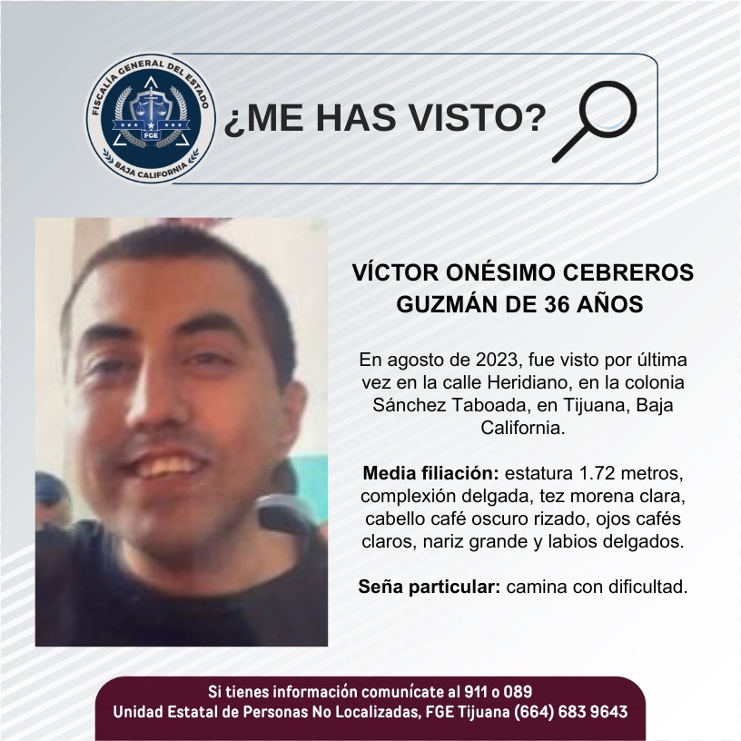 Pesquisa de Víctor Onésimo Cebreros Guzmán de 36 años de edad