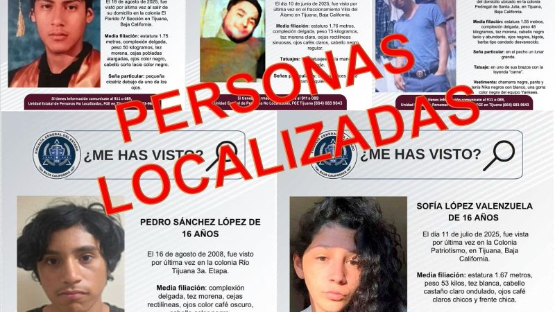 Fiscalía General del Estado localiza a cinco personas reportadas como desaparecidas
