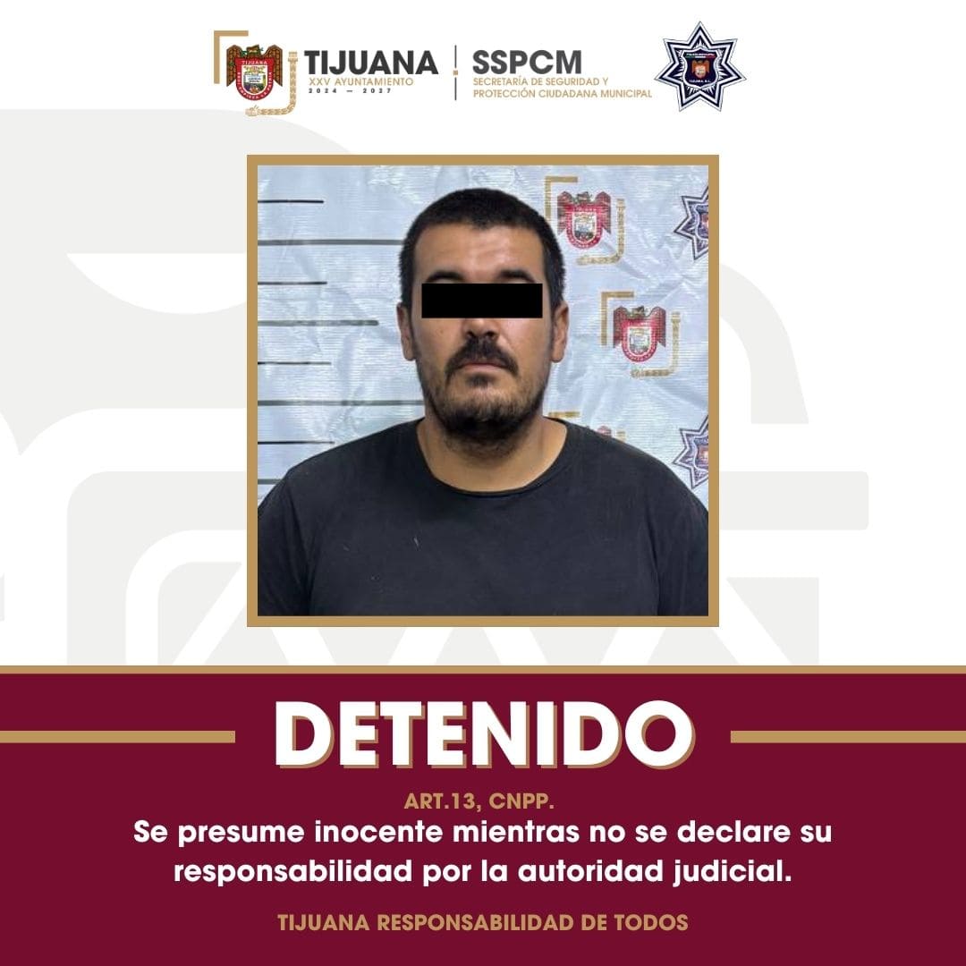 Detiene Policía Municipal de Tijuana a hombre con orden de aprehensión en Estados Unidos por el delito de secuestro
