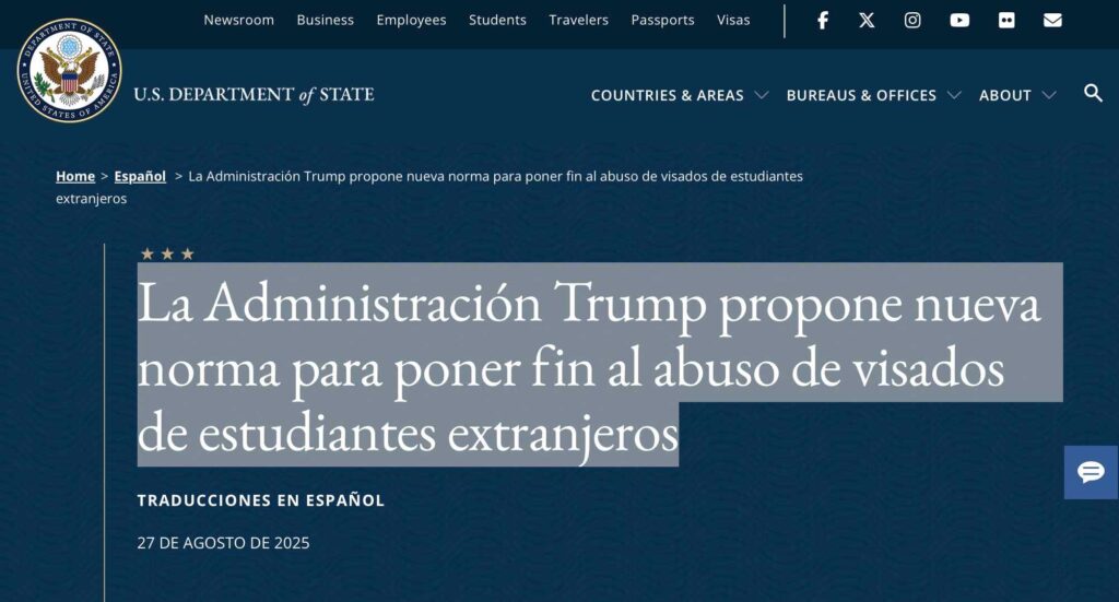 La Administración Trump propone nueva norma para poner fin al abuso de visados de estudiantes extranjeros