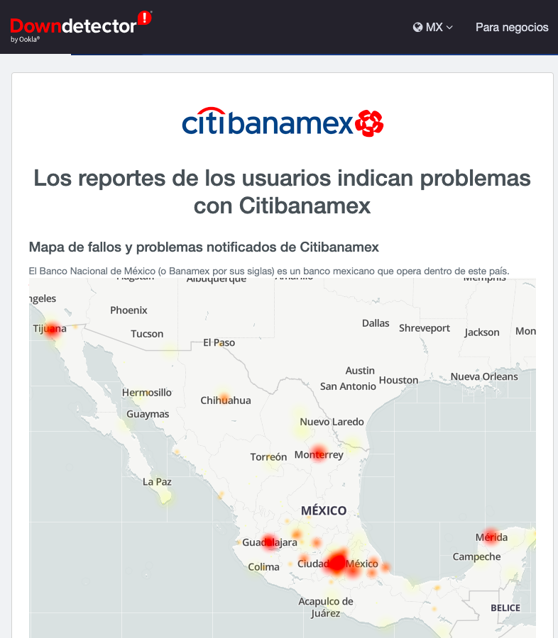 La app de Banamex se cae en pleno lunes; usuarios reclaman en redes
