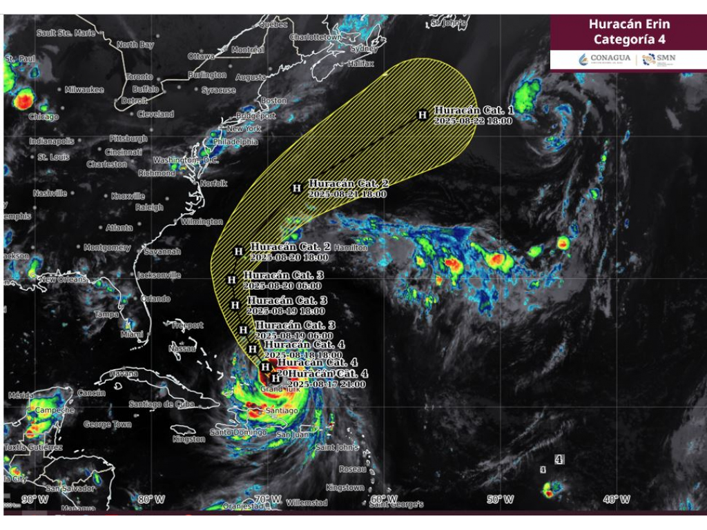 ¿El huracán Erin afecta a México? Alertan olas mortales en el Atlántico