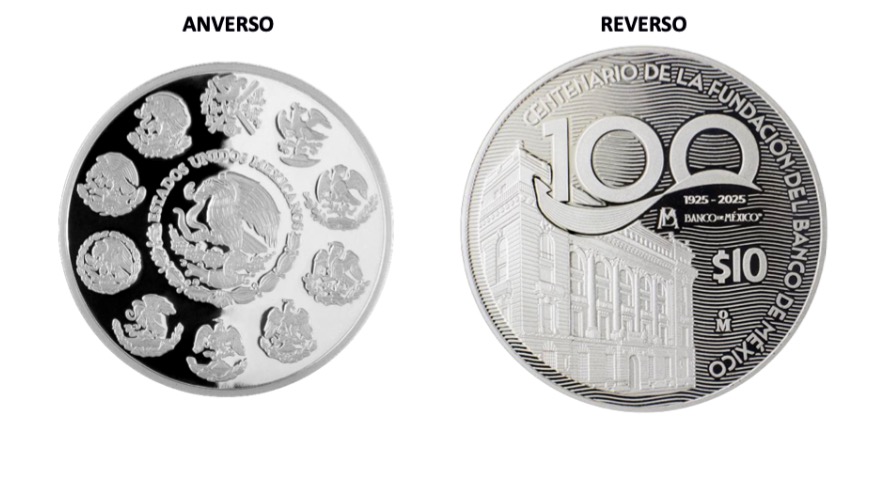 Banxico lanza nueva moneda conmemorativa de plata por sus 100 años