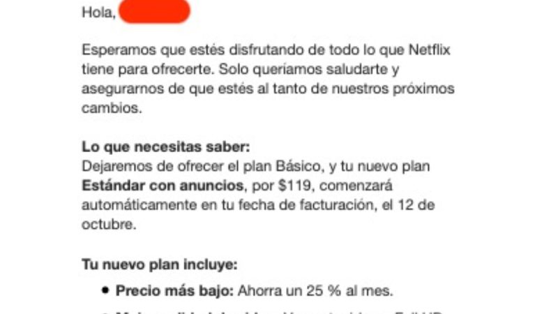 Netflix elimina el plan básico en México a partir de esta fecha y así lo confirma