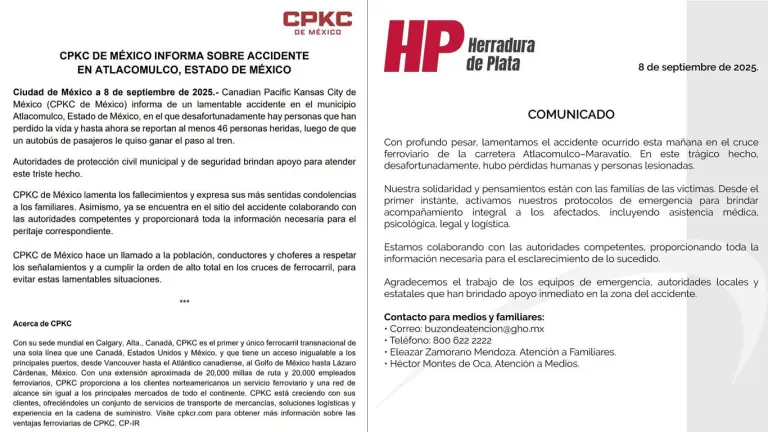 Ola de solidaridad en Atlacomulco: empresas y profesionales apoyan a víctimas del choque entre autobús y tren