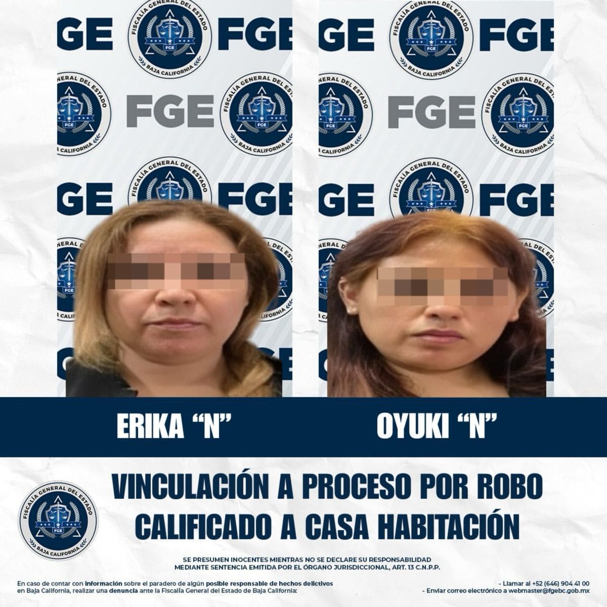 Fiscalía General del Estado logra vincular a proceso de dos mujeres por robo calificado a casa habitación