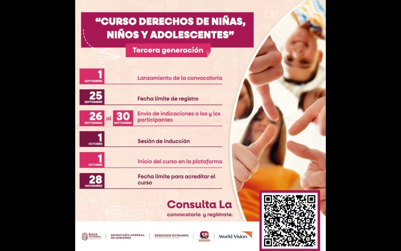 Lanzan convocatoria para la Tercera Generación del Curso «Derechos de niñas, niños y adolescentes»