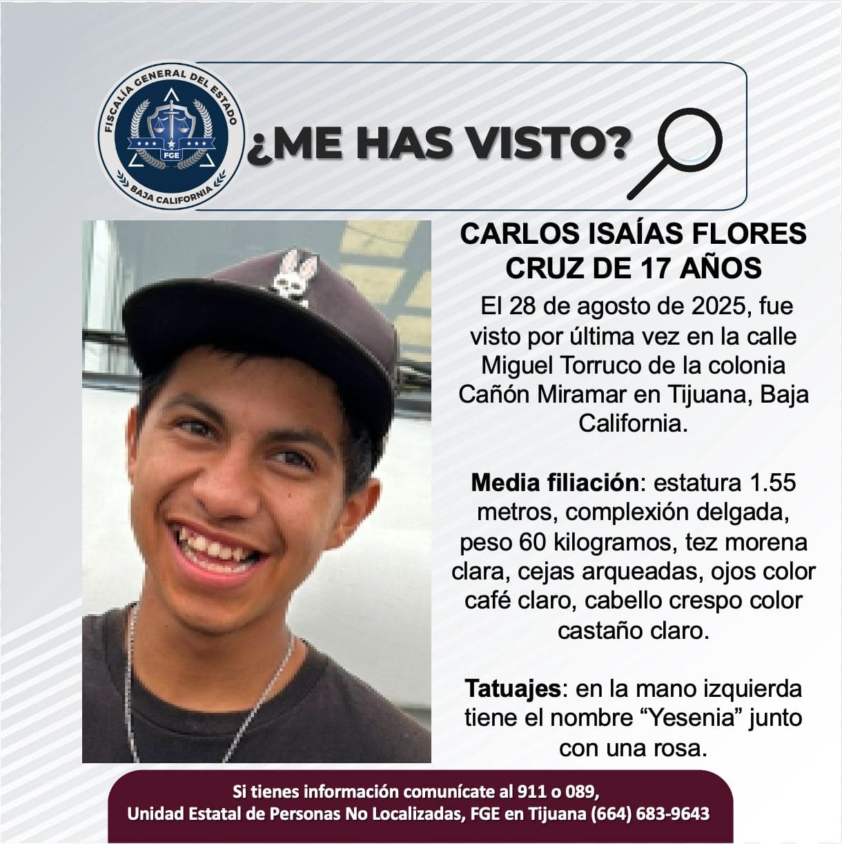 Pesquisa de Carlos Isaías Flores Cruz de 17 años de edad