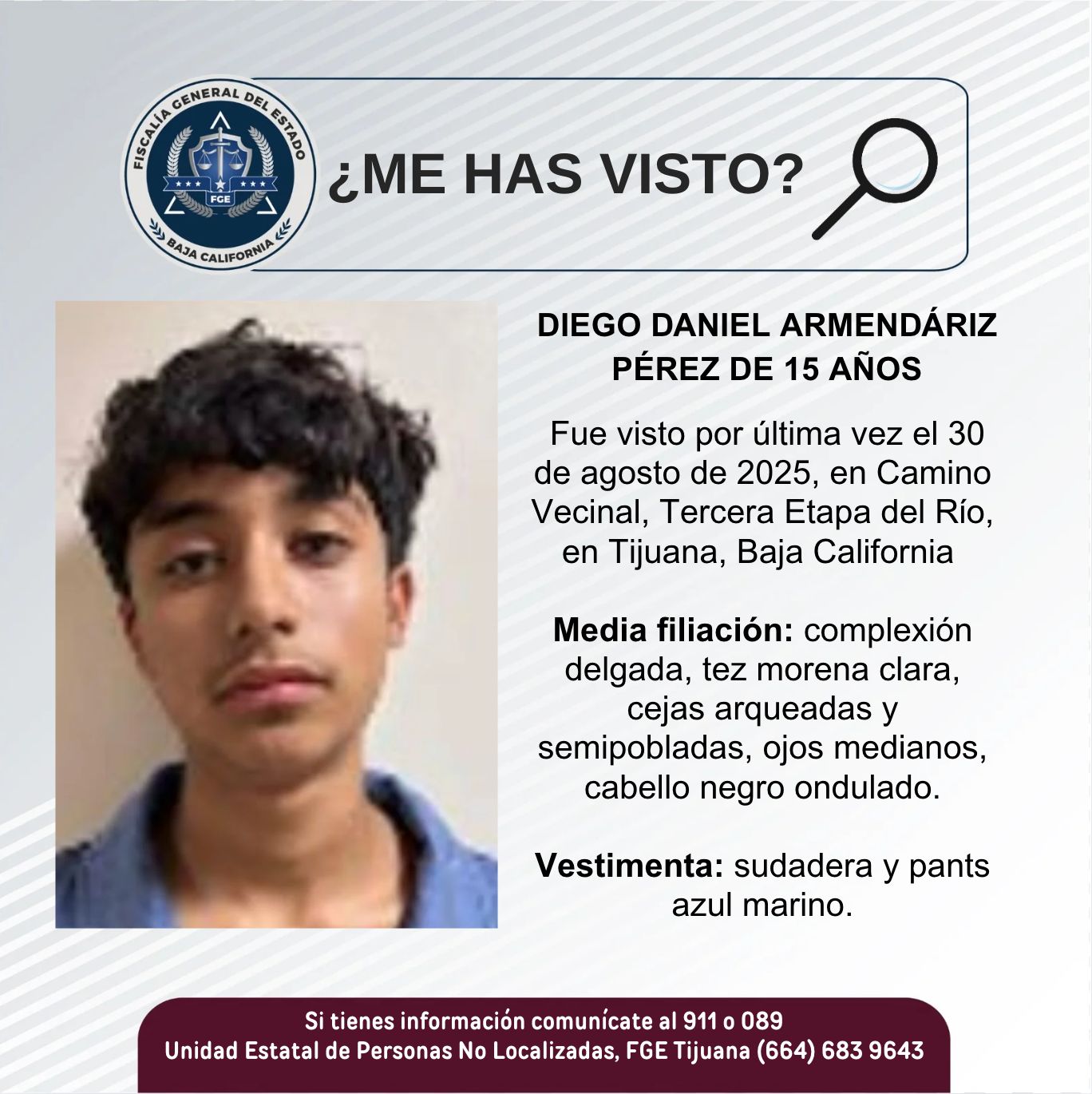 Pesquisa de Diego Daniel Armendáriz Pérez de 15 años de edad