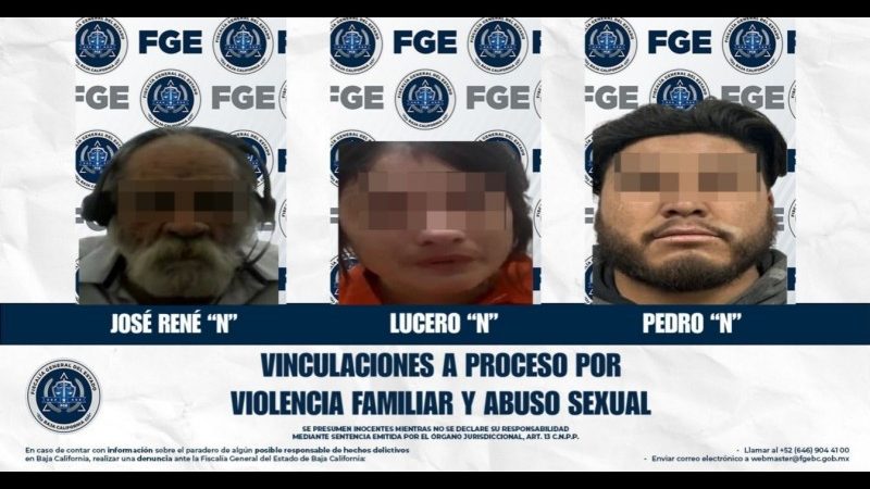 Obtiene la FGE vinculación a proceso en contra de dos hombres y una mujer por los delitos de violencia familiar y abuso sexual
