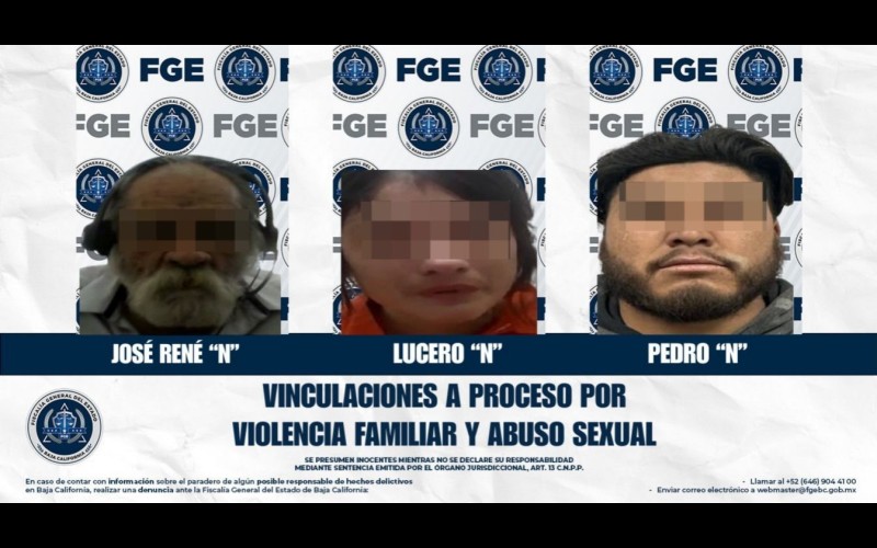 Obtiene la FGE vinculación a proceso en contra de dos hombres y una mujer por los delitos de violencia familiar y abuso sexual