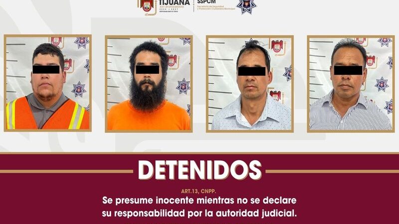 Asegura Policía Municipal de Tijuana a cuatro personas armadas por allanamiento de morada en la colonia Tijuana Progreso