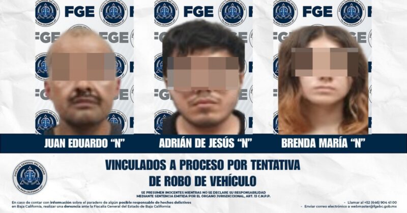 Fiscalía Regional de Playas de Rosarito logra vinculación a proceso por robo de vehículo en tentativa