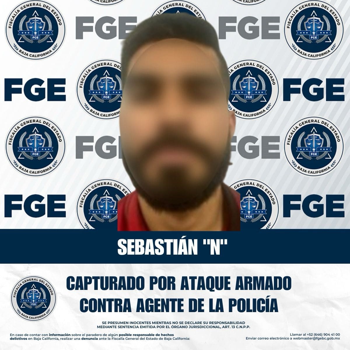 Fiscalía captura a “El Quemado”, objetivo prioritario ligado a ataque contra policía en Rosarito