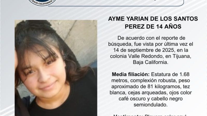 Pesquisa de Ayme Yarian de los Santos Perez de 14 años de edad