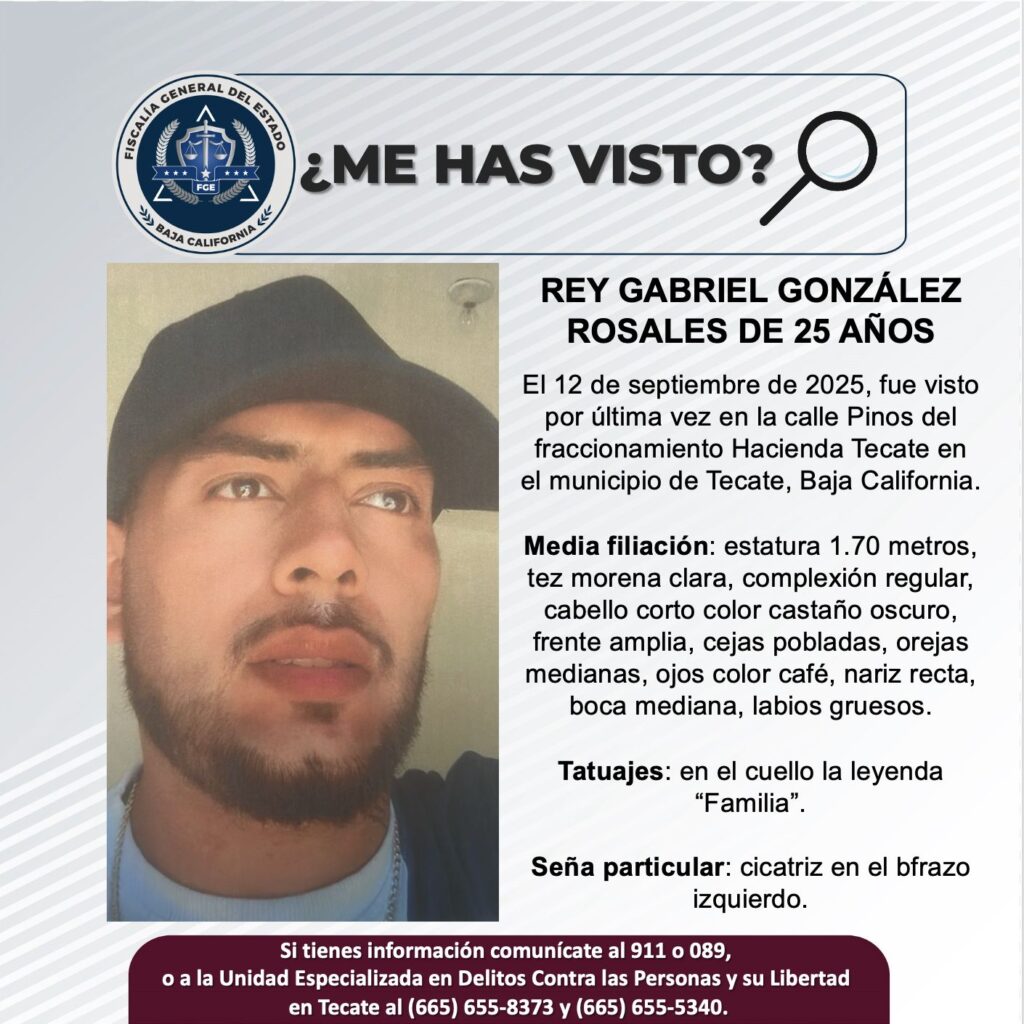 Pesquisa de Rey Gabriel González Rosales de 25 años de edad