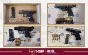 Asegura Policía Municipal armas de fuego en distintos puntos de Tijuana