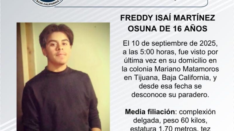 Pesquisa de Freddy Isaí Martínez Ozuna de 16 años de edad