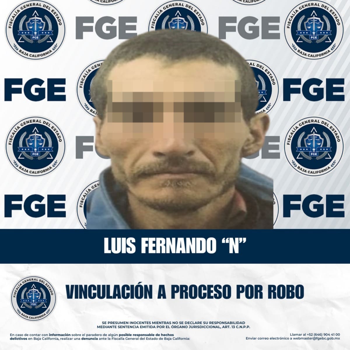 Fiscalía Regional de Tijuana logra vinculación a Proceso por robo