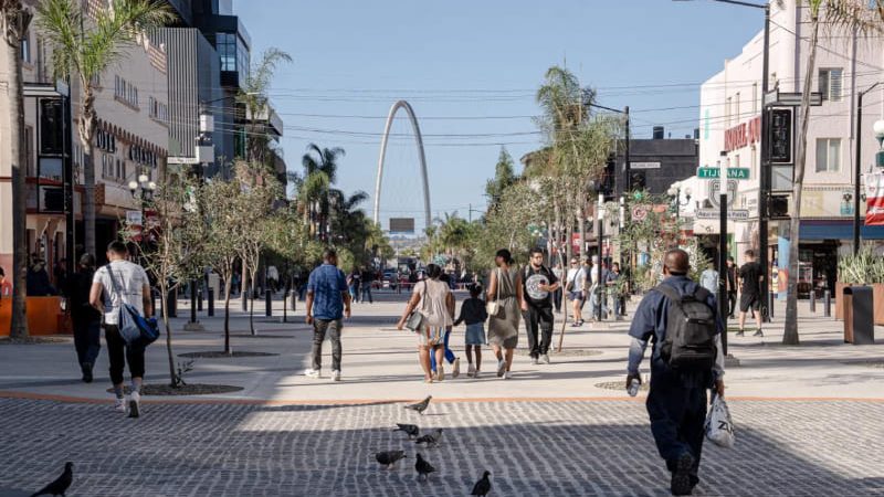 Familias y mascotas disfrutan de la renovada Avenida Revolución