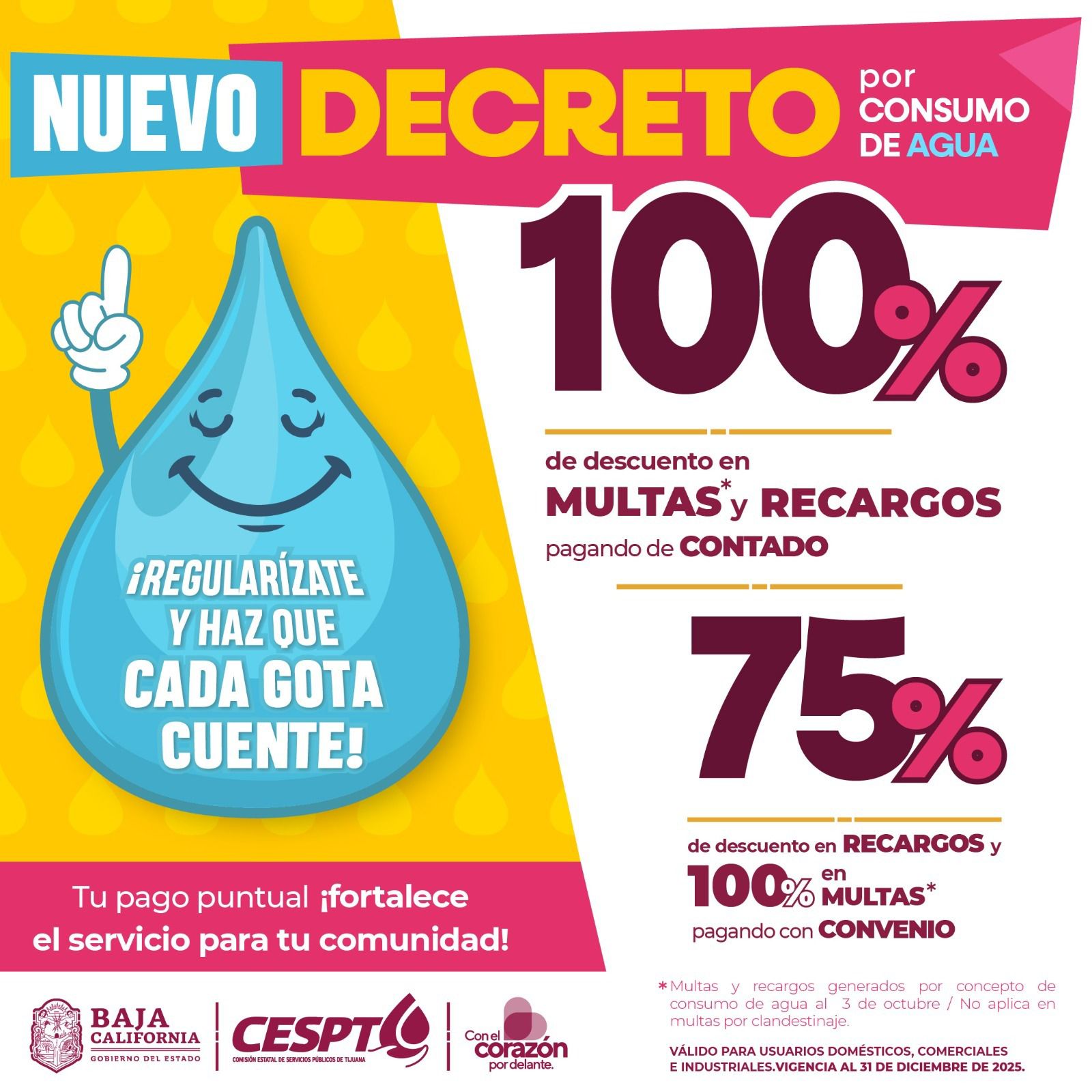 CESPT invita a aprovechar el Decreto de Condonación de Multas y Recargos por Consumo de Agua
