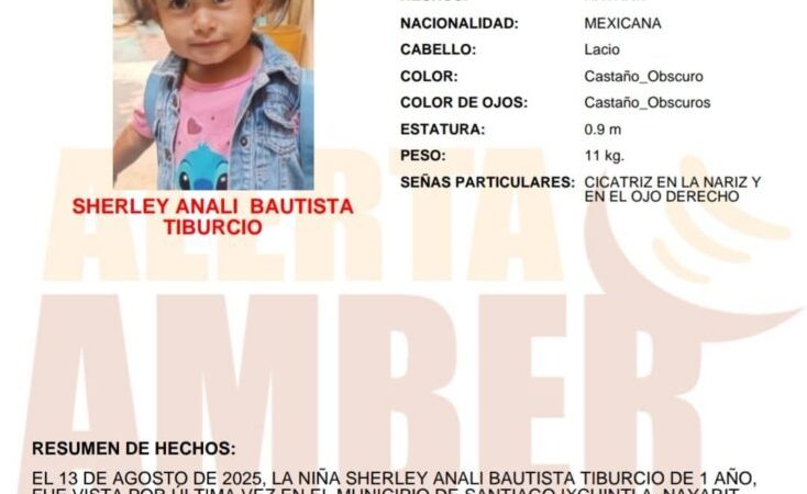 Alerta AMBER para localizar a Sherley Analí Bautista Tiburcio de 1 año de edad
