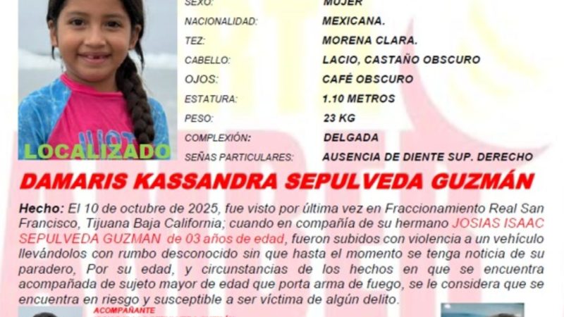 Alerta AMBER desactivada de los menores Damaris Kassandra y Josías Isaac Sepúlveda Guzmán de 6 y 3 años de edad