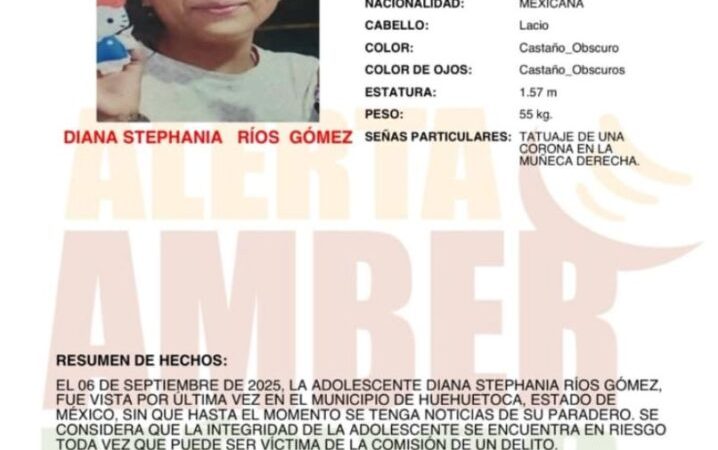 Alerta Amber para localizar a Diana Stephania Ríos Gómez de 16 años de edad