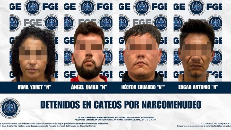 Detiene la Fiscalía Especializada en narcomenudeo a cuatro personas durante cateos