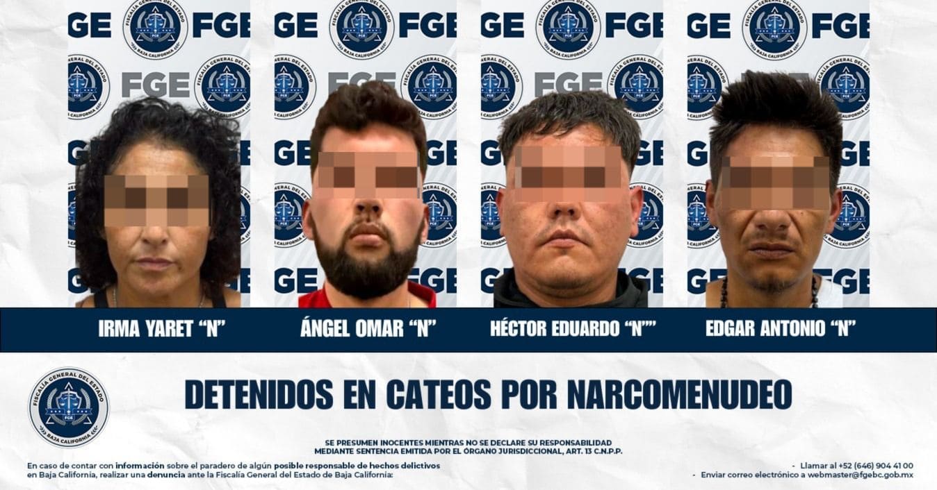 Detiene la Fiscalía Especializada en narcomenudeo a cuatro personas durante cateos