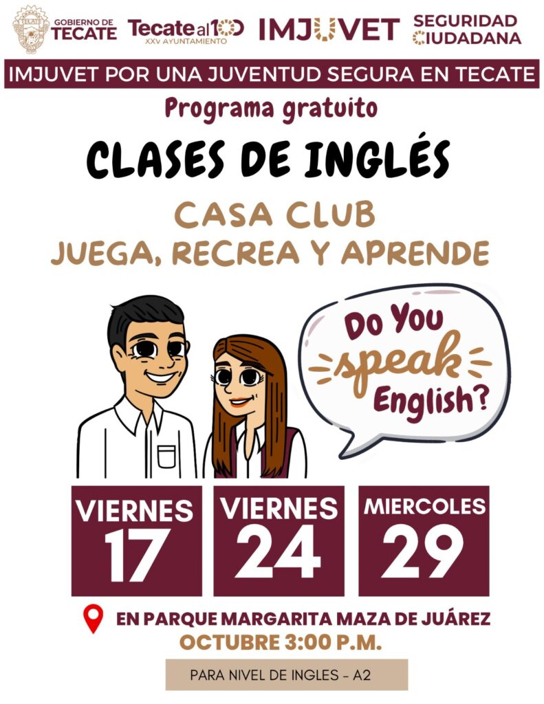 IMJUVET impulsa el aprendizaje de inglés con programa gratuito para juventudes tecatenses