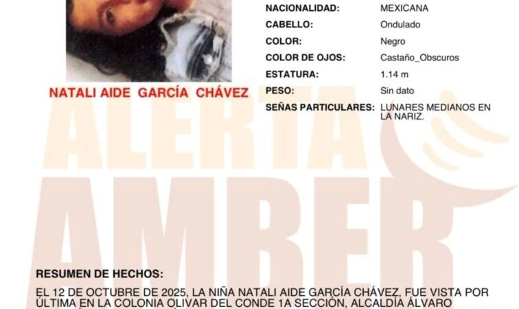 Colaboración de Alerta AMBER para localizar a Natali Aidé Chávez de 6 años