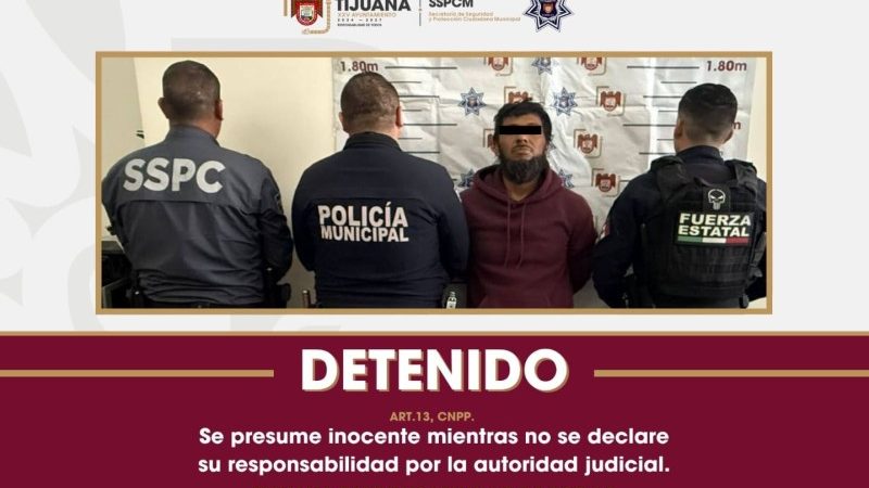 Arrestan fuerzas de seguridad de Tijuana a hombre tras agresión con arma de fuego
