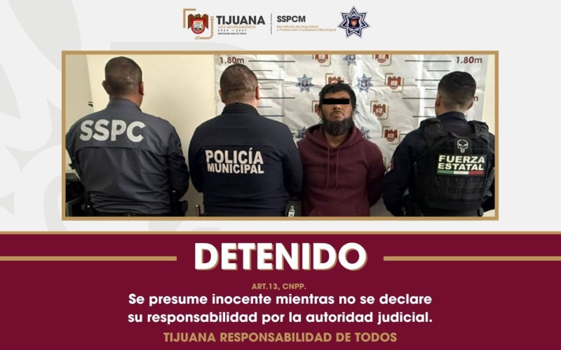Arrestan fuerzas de seguridad de Tijuana a hombre tras agresión con arma de fuego