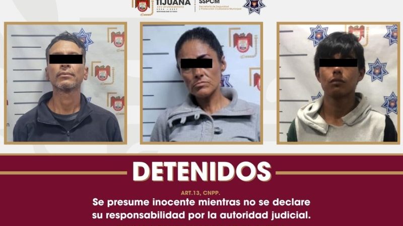 Arresta Policía Municipal a tres personas por delitos contra la salud