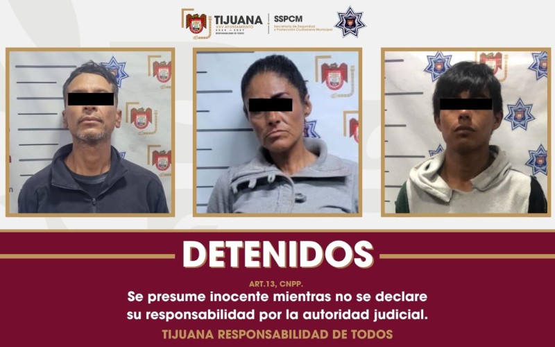 Arresta Policía Municipal a tres personas por delitos contra la salud