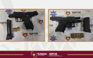 Detiene Policía Municipal de Tijuana a dos hombres en posesión de armas de fuego