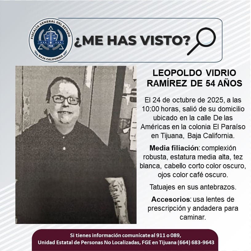 Pesquisa de Leopoldo Vidrio Ramírez de 54 años de edad