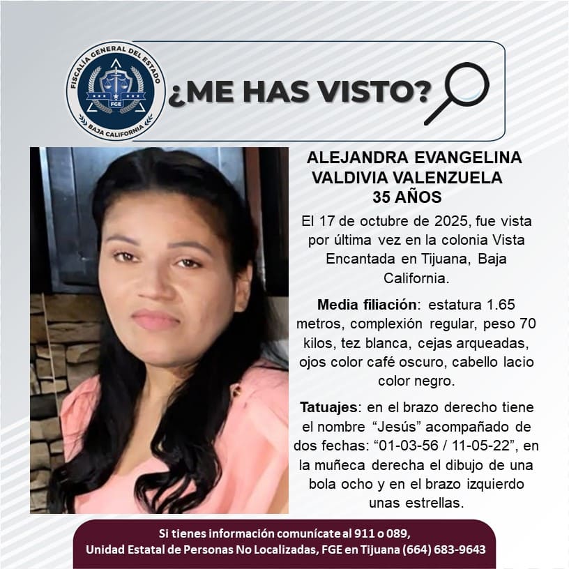 Pesquisa de Alejandra Evangelina Valdivia Valenzuela de 35 años de edad