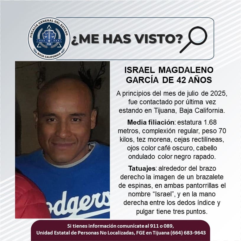 Pesquisa de Israel Magdaleno García de 42 años de edad