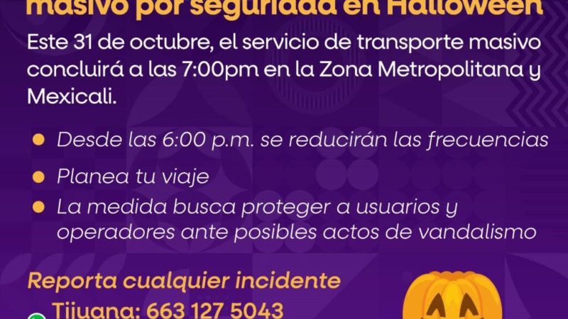 IMOS anuncia reducción de Jornada en Transporte masivo por seguridad en Halloween