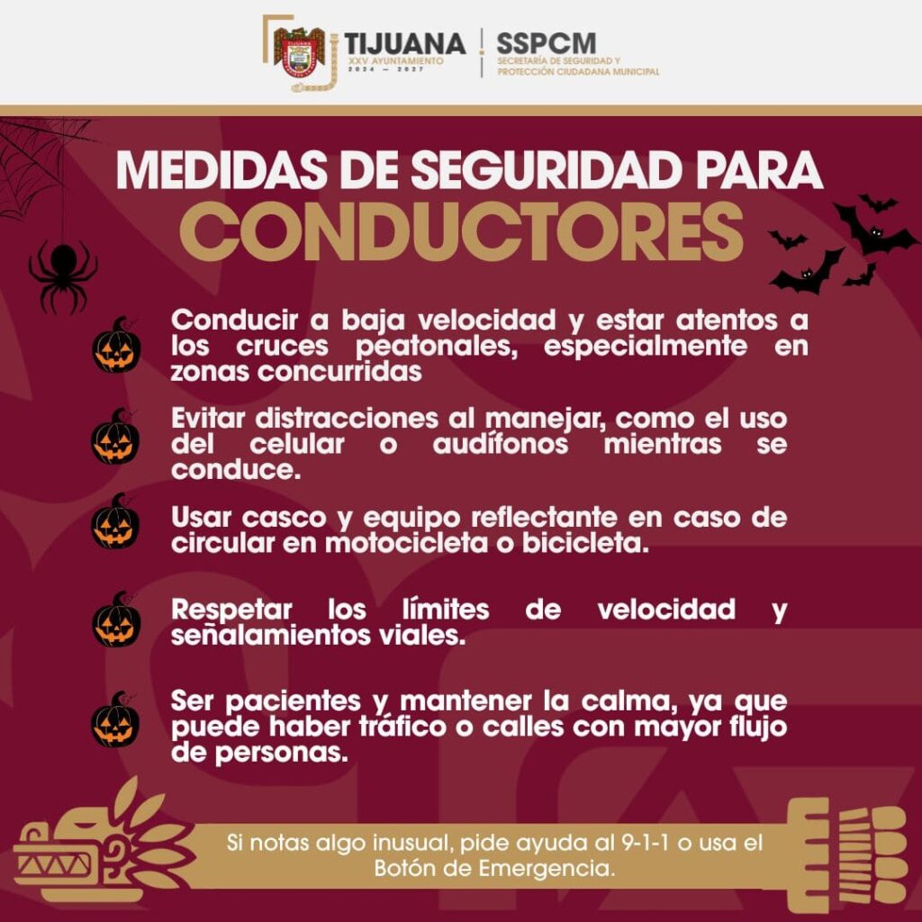 Exhorta SSPCM a extremar precauciones para evitar incidentes viales durante celebraciones de Halloween