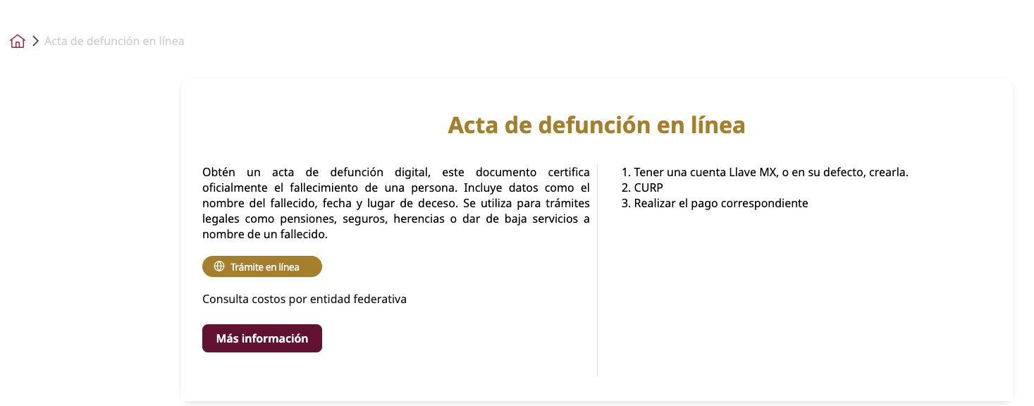 Cómo sacar un acta de defunción certificada en línea o presencial y su costo